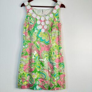Lilly Pulitzer Nina Chin Chin Shift Dress Womens 8 Preppy Elephant Paisley Chic
